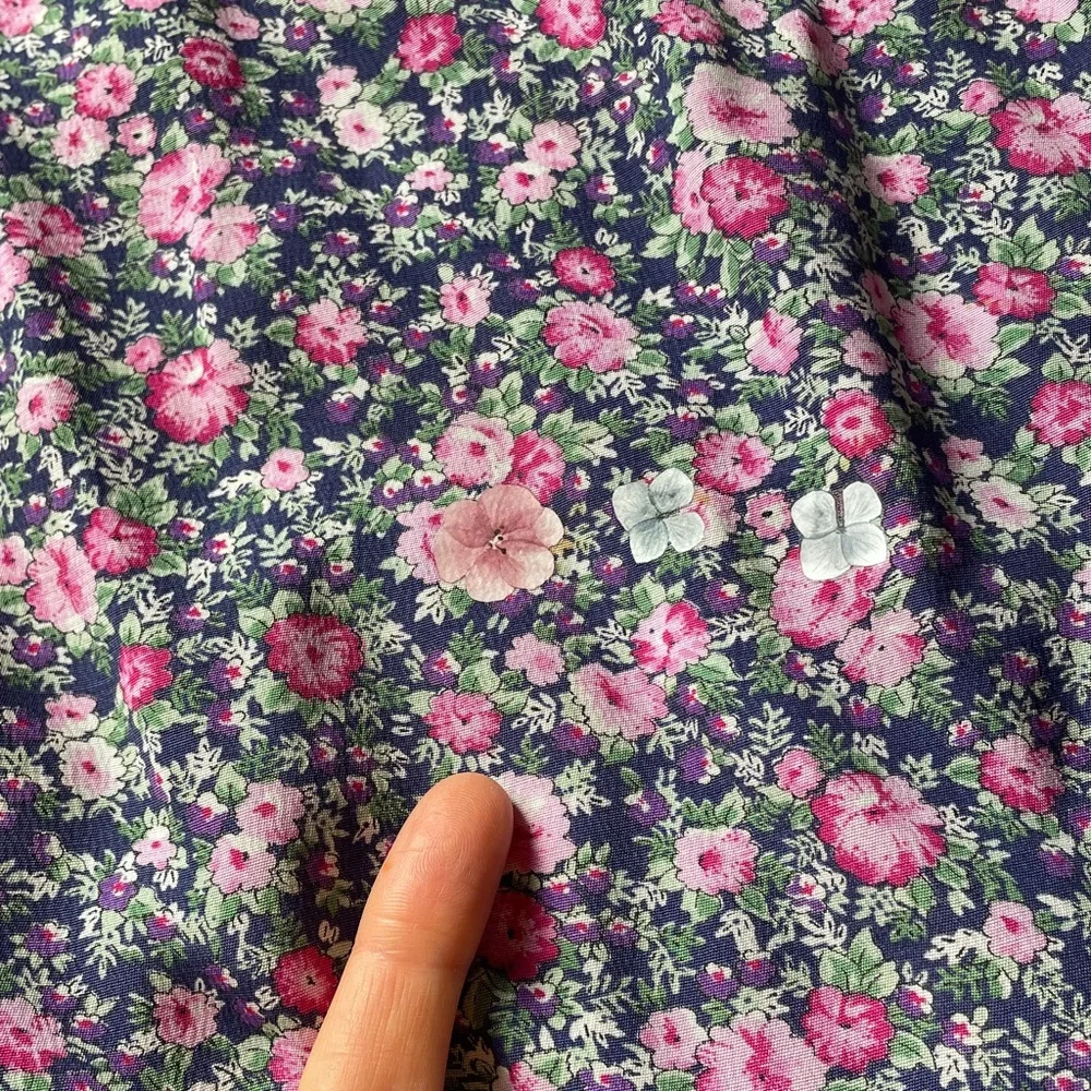 Vintage KSL Floral Midi Dress Crochet Collar Pink & Blue 3/4 Sleeve Size 20 - Picture 13 of 13